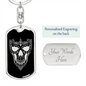 Calavera Mexican Sugar Skull 158 Keychain Stainless Steel or 18k Gold Dog Tag Keyring-Express Your Love Gifts