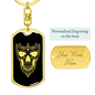 Calavera Mexican Sugar Skull 158 Keychain Stainless Steel or 18k Gold Dog Tag Keyring-Express Your Love Gifts