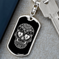 Calavera Mexican Sugar Skull 16 Keychain Stainless Steel or 18k Gold Dog Tag Keyring-Express Your Love Gifts