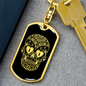 Calavera Mexican Sugar Skull 16 Keychain Stainless Steel or 18k Gold Dog Tag Keyring-Express Your Love Gifts