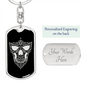 Calavera Mexican Sugar Skull 165 Keychain Stainless Steel or 18k Gold Dog Tag Keyring-Express Your Love Gifts