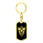 Calavera Mexican Sugar Skull 165 Keychain Stainless Steel or 18k Gold Dog Tag Keyring-Express Your Love Gifts