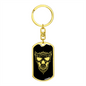 Calavera Mexican Sugar Skull 166 Keychain Stainless Steel or 18k Gold Dog Tag Keyring-Express Your Love Gifts
