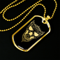 Calavera Mexican Sugar Skull 166 Necklace Stainless Steel or 18k Gold Dog Tag 24" Chain-Express Your Love Gifts