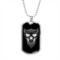 Calavera Mexican Sugar Skull 166 Necklace Stainless Steel or 18k Gold Dog Tag 24" Chain-Express Your Love Gifts