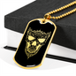 Calavera Mexican Sugar Skull 166 Necklace Stainless Steel or 18k Gold Dog Tag 24" Chain-Express Your Love Gifts
