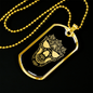 Calavera Mexican Sugar Skull 167 Necklace Stainless Steel or 18k Gold Dog Tag 24" Chain-Express Your Love Gifts