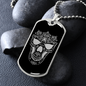 Calavera Mexican Sugar Skull 167 Necklace Stainless Steel or 18k Gold Dog Tag 24" Chain-Express Your Love Gifts