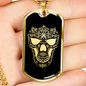 Calavera Mexican Sugar Skull 167 Necklace Stainless Steel or 18k Gold Dog Tag 24" Chain-Express Your Love Gifts
