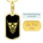 Calavera Mexican Sugar Skull 168 Keychain Stainless Steel or 18k Gold Dog Tag Keyring-Express Your Love Gifts