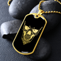 Calavera Mexican Sugar Skull 168 Necklace Stainless Steel or 18k Gold Dog Tag 24" Chain-Express Your Love Gifts