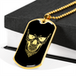 Calavera Mexican Sugar Skull 168 Necklace Stainless Steel or 18k Gold Dog Tag 24" Chain-Express Your Love Gifts