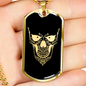 Calavera Mexican Sugar Skull 168 Necklace Stainless Steel or 18k Gold Dog Tag 24" Chain-Express Your Love Gifts