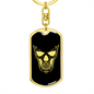 Calavera Mexican Sugar Skull 169 Keychain Stainless Steel or 18k Gold Dog Tag Keyring-Express Your Love Gifts