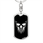 Calavera Mexican Sugar Skull 169 Keychain Stainless Steel or 18k Gold Dog Tag Keyring-Express Your Love Gifts