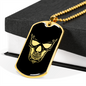 Calavera Mexican Sugar Skull 169 Necklace Stainless Steel or 18k Gold Dog Tag 24" Chain-Express Your Love Gifts