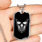 Calavera Mexican Sugar Skull 169 Necklace Stainless Steel or 18k Gold Dog Tag 24" Chain-Express Your Love Gifts