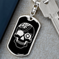 Calavera Mexican Sugar Skull 17 Keychain Stainless Steel or 18k Gold Dog Tag Keyring-Express Your Love Gifts