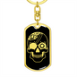 Calavera Mexican Sugar Skull 17 Keychain Stainless Steel or 18k Gold Dog Tag Keyring-Express Your Love Gifts