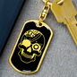 Calavera Mexican Sugar Skull 17 Keychain Stainless Steel or 18k Gold Dog Tag Keyring-Express Your Love Gifts