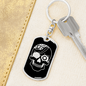 Calavera Mexican Sugar Skull 17 Keychain Stainless Steel or 18k Gold Dog Tag Keyring-Express Your Love Gifts