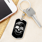 Calavera Mexican Sugar Skull 17 Keychain Stainless Steel or 18k Gold Dog Tag Keyring-Express Your Love Gifts