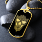 Calavera Mexican Sugar Skull 170 Necklace Stainless Steel or 18k Gold Dog Tag 24" Chain-Express Your Love Gifts