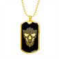 Calavera Mexican Sugar Skull 170 Necklace Stainless Steel or 18k Gold Dog Tag 24" Chain-Express Your Love Gifts
