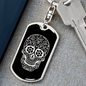 Calavera Mexican Sugar Skull 171 Keychain Stainless Steel or 18k Gold Dog Tag Keyring-Express Your Love Gifts