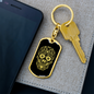 Calavera Mexican Sugar Skull 173 Keychain Stainless Steel or 18k Gold Dog Tag Keyring-Express Your Love Gifts