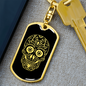 Calavera Mexican Sugar Skull 173 Keychain Stainless Steel or 18k Gold Dog Tag Keyring-Express Your Love Gifts