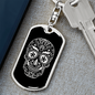 Calavera Mexican Sugar Skull 174 Keychain Stainless Steel or 18k Gold Dog Tag Keyring-Express Your Love Gifts