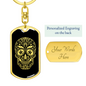 Calavera Mexican Sugar Skull 174 Keychain Stainless Steel or 18k Gold Dog Tag Keyring-Express Your Love Gifts