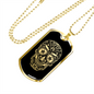 Calavera Mexican Sugar Skull 174 Necklace Stainless Steel or 18k Gold Dog Tag 24" Chain-Express Your Love Gifts