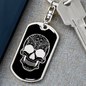 Calavera Mexican Sugar Skull 18 Keychain Stainless Steel or 18k Gold Dog Tag Keyring-Express Your Love Gifts