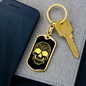 Calavera Mexican Sugar Skull 18 Keychain Stainless Steel or 18k Gold Dog Tag Keyring-Express Your Love Gifts