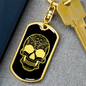Calavera Mexican Sugar Skull 18 Keychain Stainless Steel or 18k Gold Dog Tag Keyring-Express Your Love Gifts