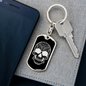 Calavera Mexican Sugar Skull 18 Keychain Stainless Steel or 18k Gold Dog Tag Keyring-Express Your Love Gifts