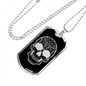 Calavera Mexican Sugar Skull 18 Necklace Stainless Steel or 18k Gold Dog Tag 24" Chain-Express Your Love Gifts