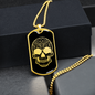 Calavera Mexican Sugar Skull 18 Necklace Stainless Steel or 18k Gold Dog Tag 24" Chain-Express Your Love Gifts