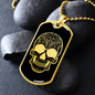 Calavera Mexican Sugar Skull 18 Necklace Stainless Steel or 18k Gold Dog Tag 24" Chain-Express Your Love Gifts