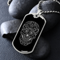 Calavera Mexican Sugar Skull 180 Necklace Stainless Steel or 18k Gold Dog Tag 24" Chain-Express Your Love Gifts