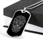 Calavera Mexican Sugar Skull 180 Necklace Stainless Steel or 18k Gold Dog Tag 24" Chain-Express Your Love Gifts
