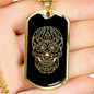 Calavera Mexican Sugar Skull 180 Necklace Stainless Steel or 18k Gold Dog Tag 24" Chain-Express Your Love Gifts