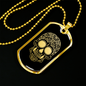Calavera Mexican Sugar Skull 183 Necklace Stainless Steel or 18k Gold Dog Tag 24" Chain-Express Your Love Gifts