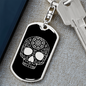 Calavera Mexican Sugar Skull 184 Keychain Stainless Steel or 18k Gold Dog Tag Keyring-Express Your Love Gifts