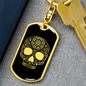 Calavera Mexican Sugar Skull 184 Keychain Stainless Steel or 18k Gold Dog Tag Keyring-Express Your Love Gifts