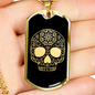 Calavera Mexican Sugar Skull 184 Necklace Stainless Steel or 18k Gold Dog Tag 24" Chain-Express Your Love Gifts