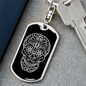 Calavera Mexican Sugar Skull 185 Keychain Stainless Steel or 18k Gold Dog Tag Keyring-Express Your Love Gifts