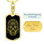 Calavera Mexican Sugar Skull 186 Keychain Stainless Steel or 18k Gold Dog Tag Keyring-Express Your Love Gifts